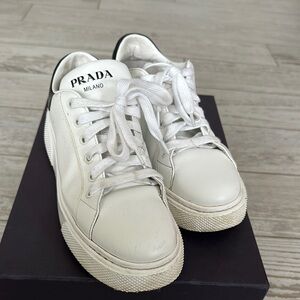 Prada White Lace-Up Sneakers
